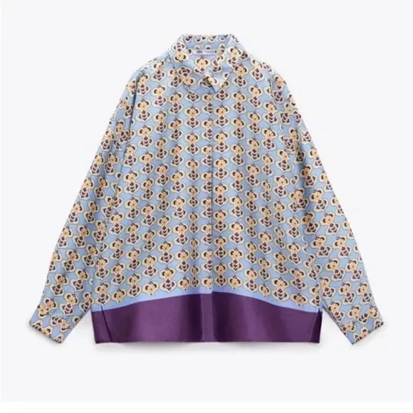 Zara Geometric Satin Shirt & Pants Set. - Picture 2 of 7